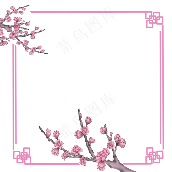 中国风花鸟边框古风唯美边框手绘,免抠元素
