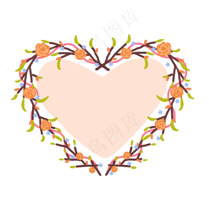 暖色花朵边框PNG