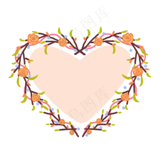 暖色花朵边框PNG