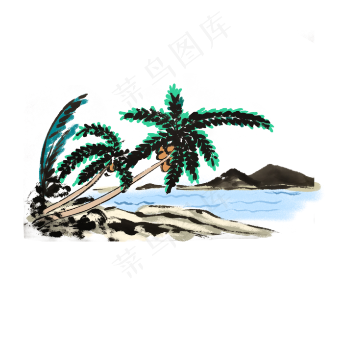 夏天椰树椰子(4000X4000(DPI:300))psd模版下载