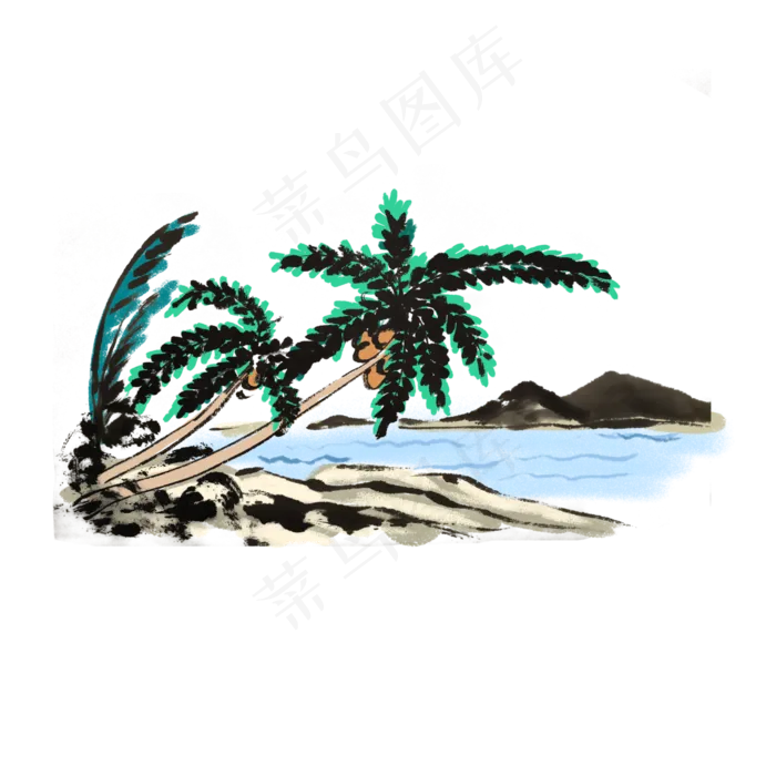 夏天椰树椰子(4000X4000(DPI:300))psd模版下载