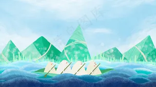手绘端午节粽子龙舟