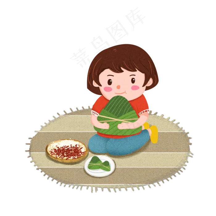 端午节包粽子的女孩(2000X2000(DPI:300))psd模版下载