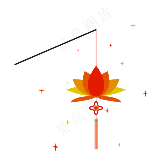 扁平化AI矢量元宵节莲花灯,免抠元素