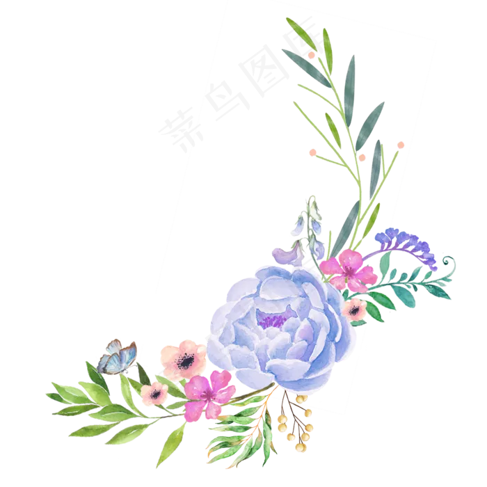 卡通点缀的蓝色花朵免扣图(2000X2000(DPI:300))psd模版下载