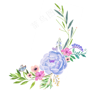 卡通点缀的蓝色花朵免扣图