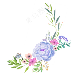 卡通点缀的蓝色花朵免扣图