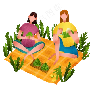 端午节野餐女孩