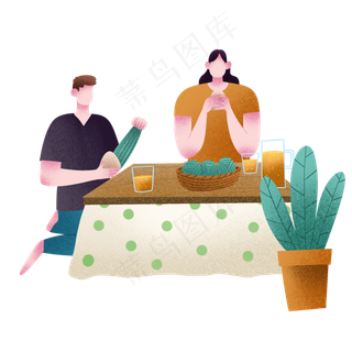 扁平肌理风包粽子人物