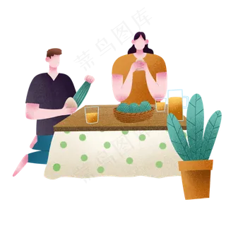 扁平肌理风包粽子人物