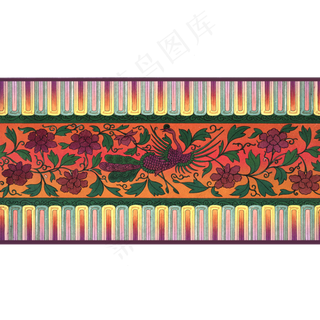 中式装饰边框华丽渐变流苏凤凰牡,免抠元素