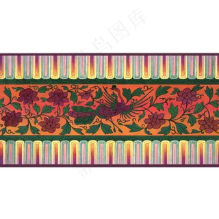 中式装饰边框华丽渐变流苏凤凰牡,免抠元素