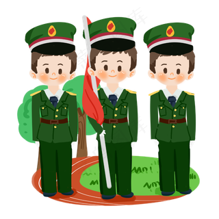 建军节卡通军人护旗PNG素材