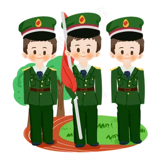 建军节卡通军人护旗PNG素材