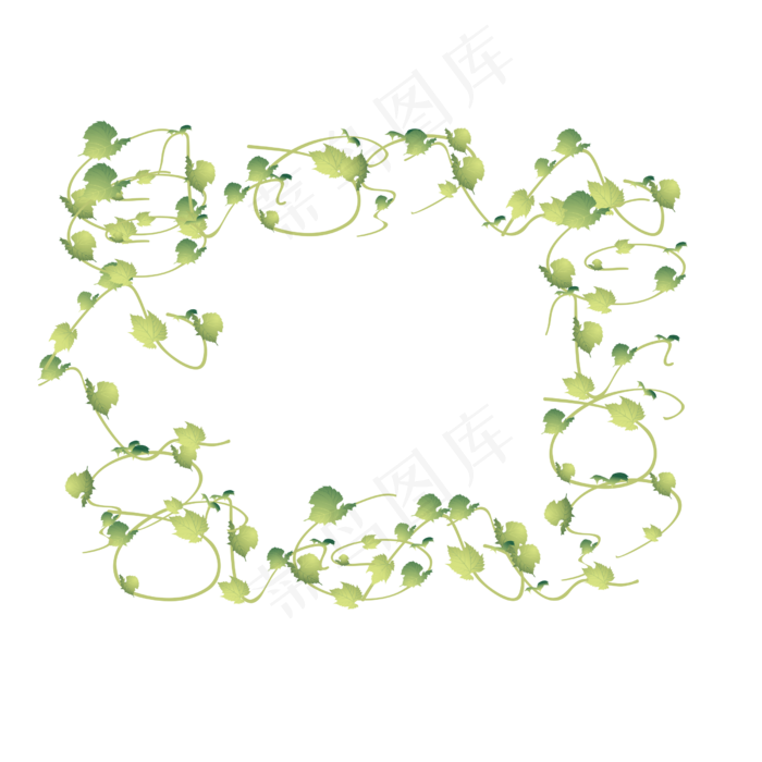 手绘绿色花藤植物边框(2501X2501(DPI:299))psd模版下载