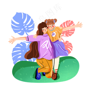 陪女儿过儿童节的妈妈png免抠