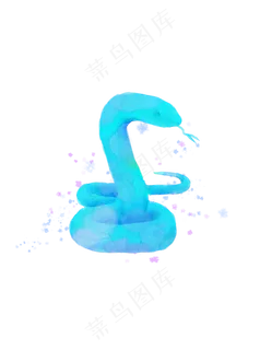 手绘水彩动物十二生肖蛇