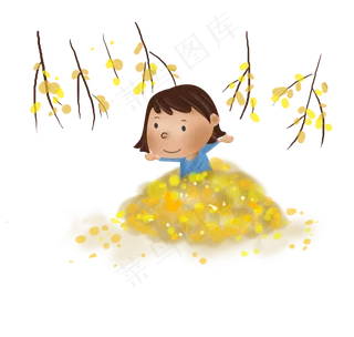 立秋秋天谷堆里的女孩,免抠元素