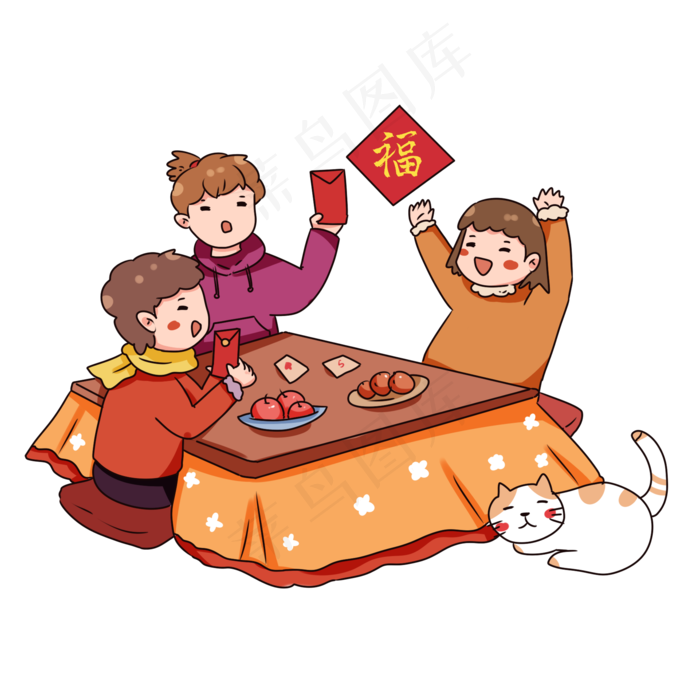 春节守岁习俗,免抠元素(2000X2000(DPI:300))psd模版下载