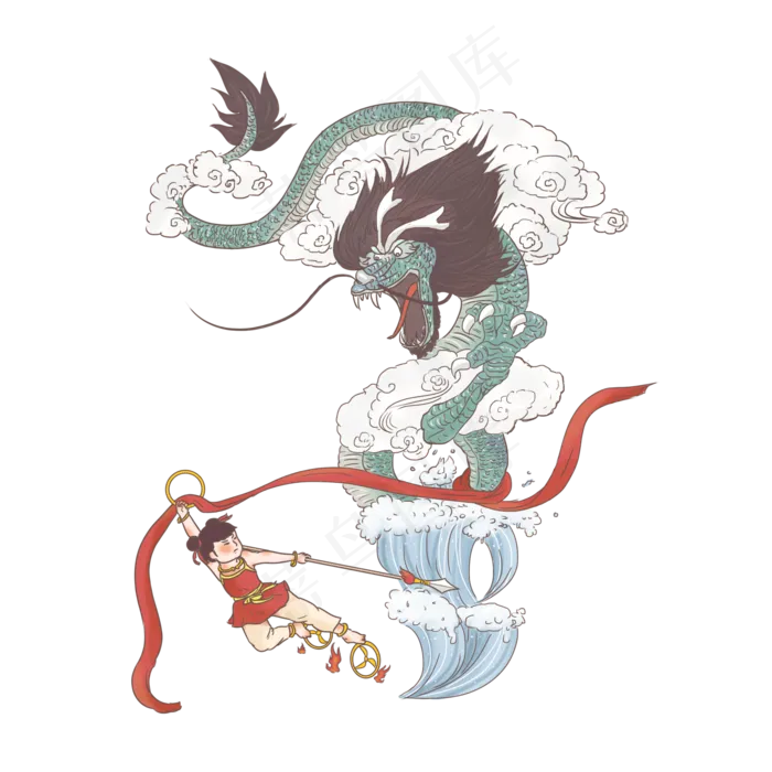 中国古代神话传说哪吒闹海,免抠元素