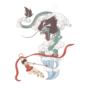 中国古代神话传说哪吒闹海,免抠元素