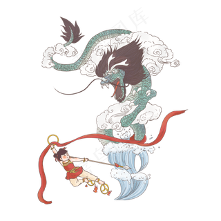 中国古代神话传说哪吒闹海,免抠元素