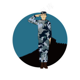 简约卡通建军节解放军战士边防站