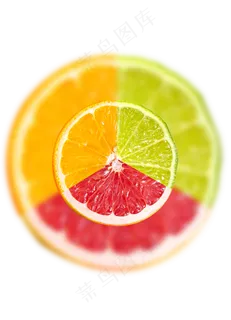 拼色的圆形水果