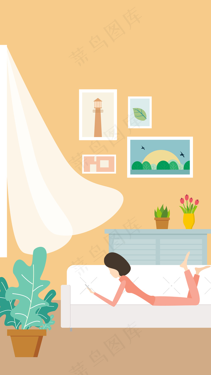 悠闲度日矢量插画