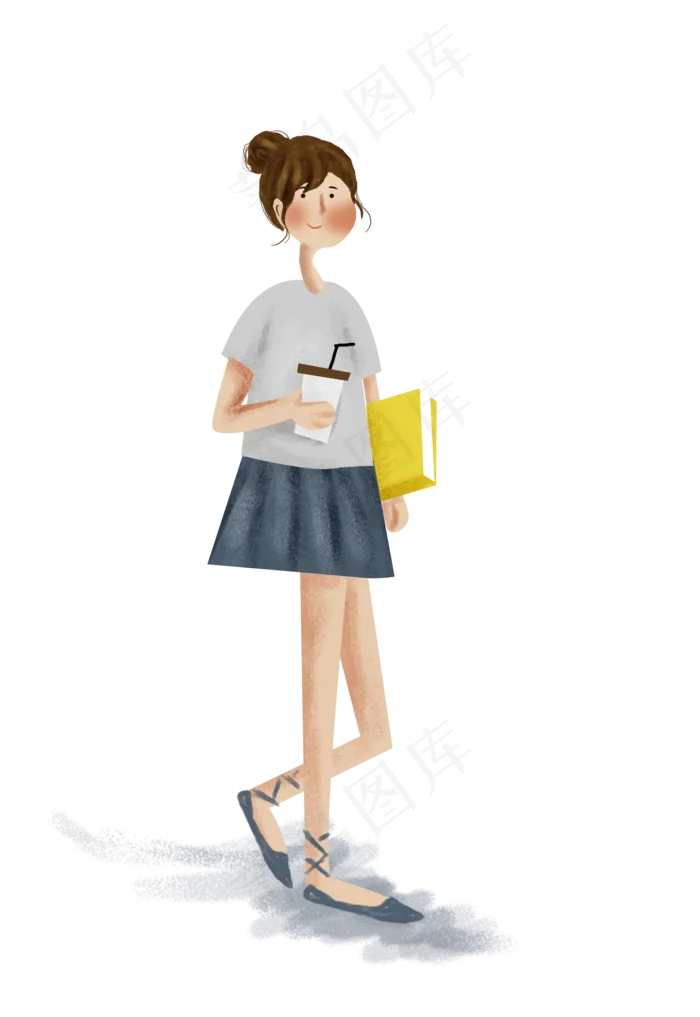 手绘毕业实习的女学生(1904X2766(DPI:299))psd模版下载