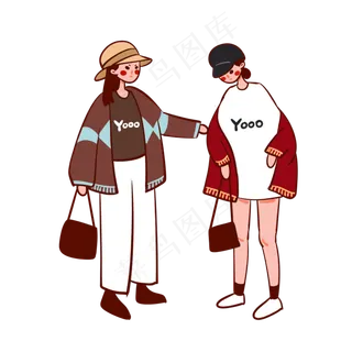 手绘卡通矢量简约3.8女生节穿花色,免抠元素