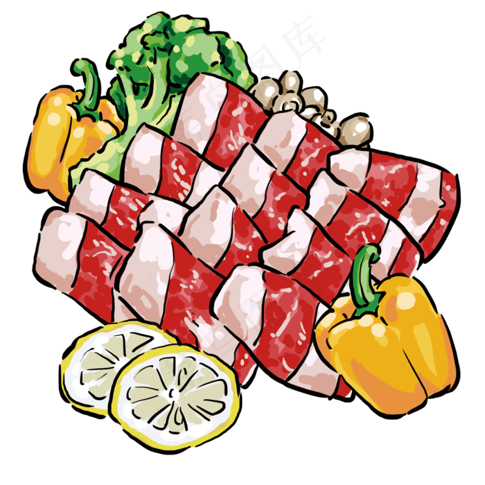 黄色大辣椒与肉卷(2000X2000(DPI:300))psd模版下载