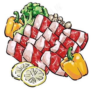 黄色大辣椒与肉卷