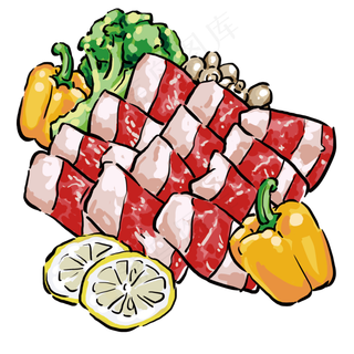 黄色大辣椒与肉卷