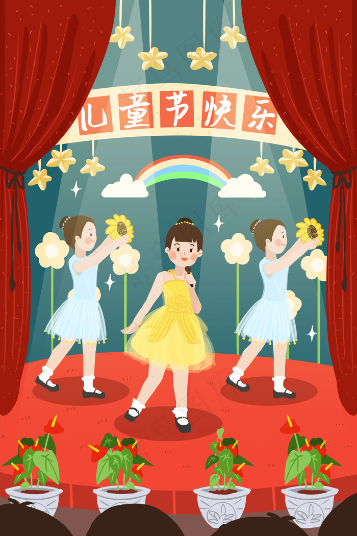 六一儿童节表演女孩(3545X5315(DPI:300))psd模版下载