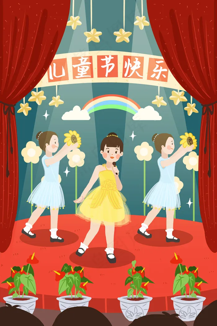 六一儿童节表演女孩(3545X5315(DPI:300))psd模版下载