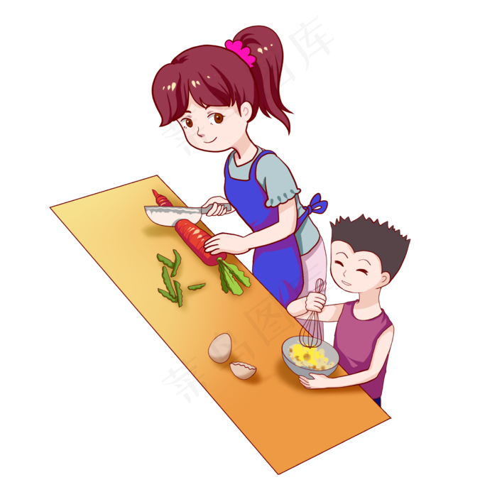 母亲节小男孩帮妈妈做饭(2480X2480(DPI:300))psd模版下载