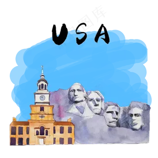 旅游景点地标美国,免抠元素