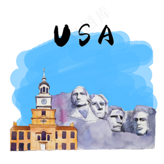 旅游景点地标美国,免抠元素