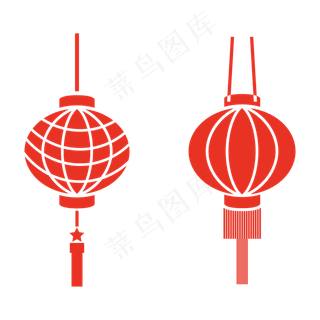 元宵节红灯笼扁平化装饰,免抠元素