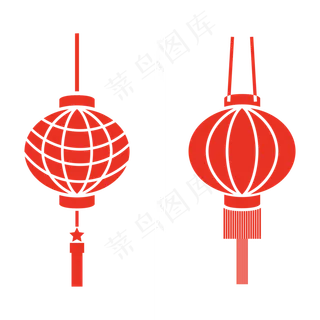 元宵节红灯笼扁平化装饰,免抠元素