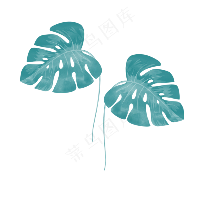 手绘水彩风热带叶子(2000X2000(DPI:300))psd模版下载