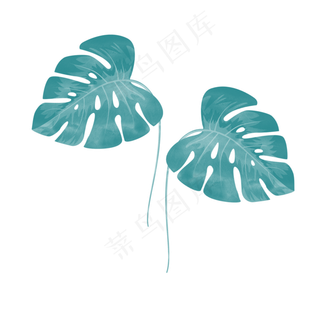 手绘水彩风热带叶子
