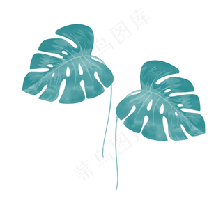 手绘水彩风热带叶子