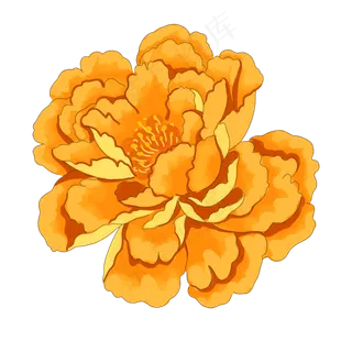 中秋节黄色金边牡丹花,免抠元素