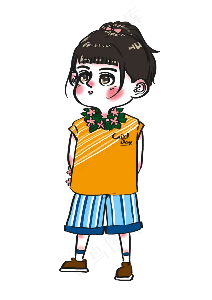 女生节带着花束的可爱清新女孩卡
