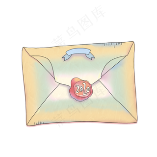 唯美2020新年信封信笺邮寄,免抠元素