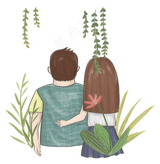 父亲节手绘清新手绘父女