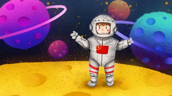 探索宇宙星球的宇航员(3545X5315(DPI:300))psd模版下载