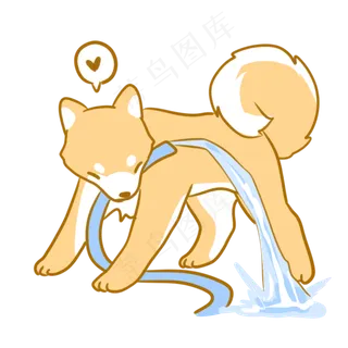 夏日柴犬与水管